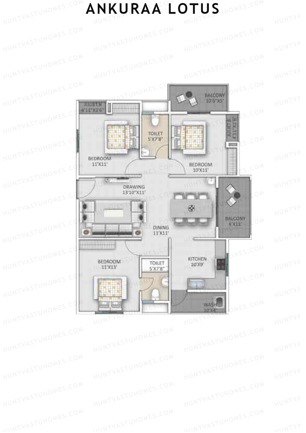Ankuraa Lotus Tower 1 Unit 1 Floor Plan