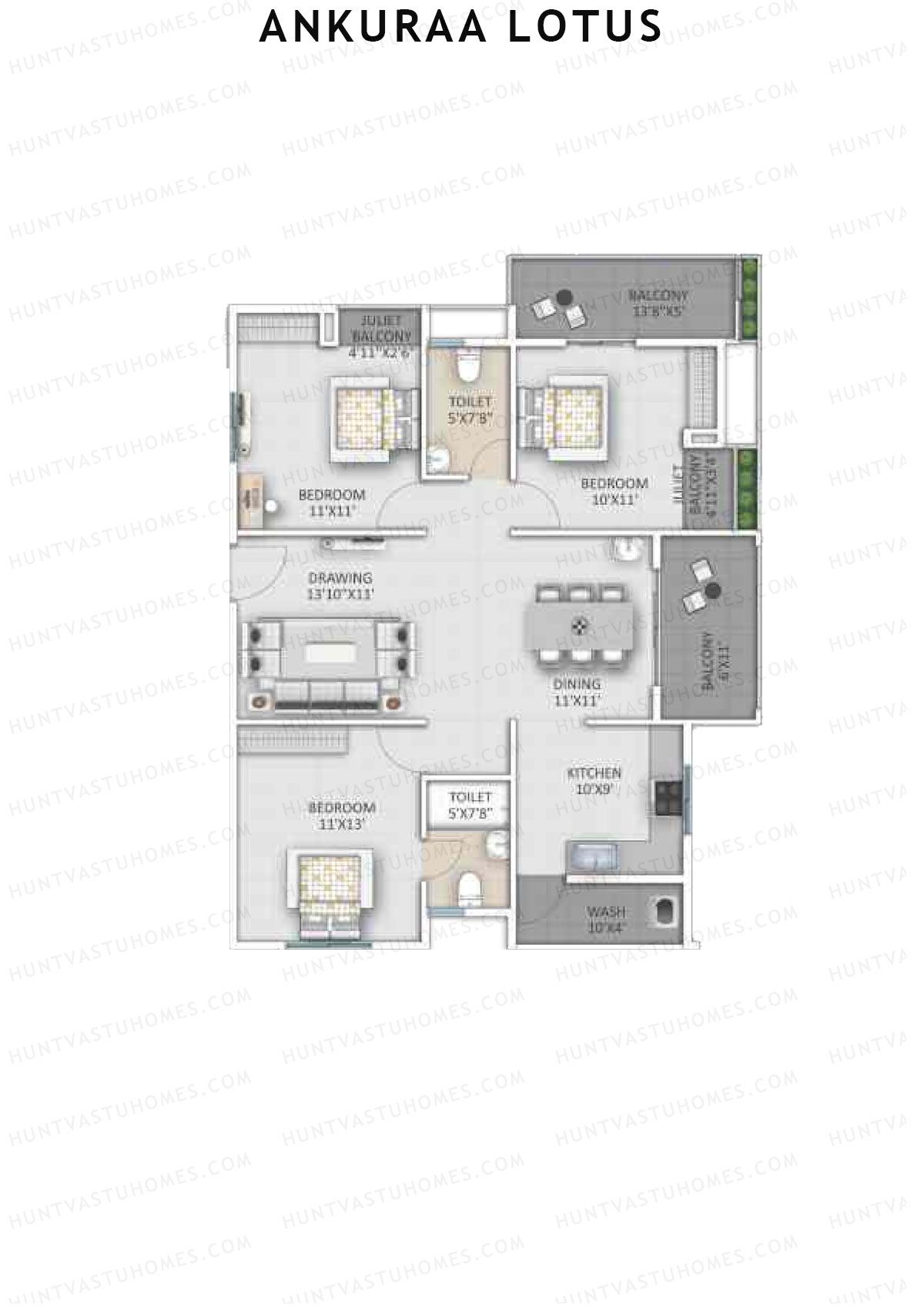 Ankuraa Lotus Tower 1 Unit 1 Floor Plan