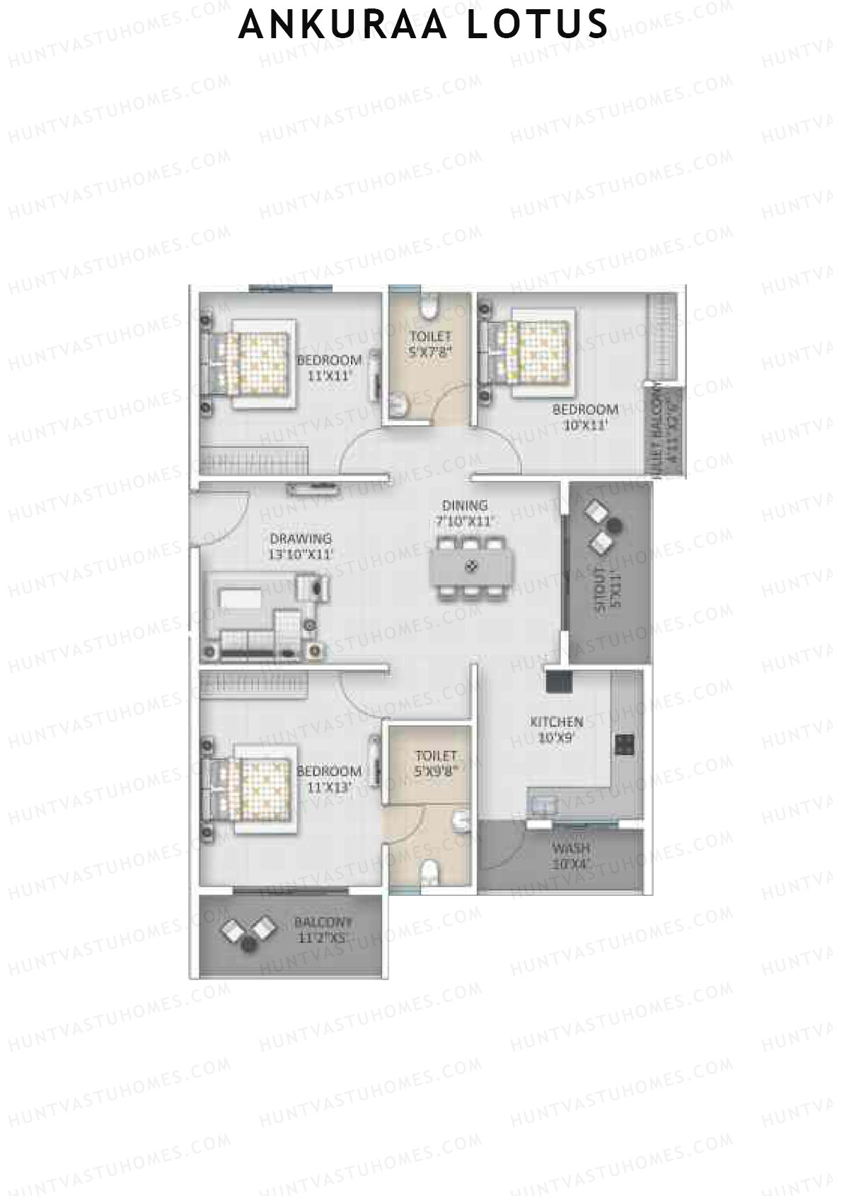 Ankuraa Lotus Tower 1 Unit 2 Floor Plan