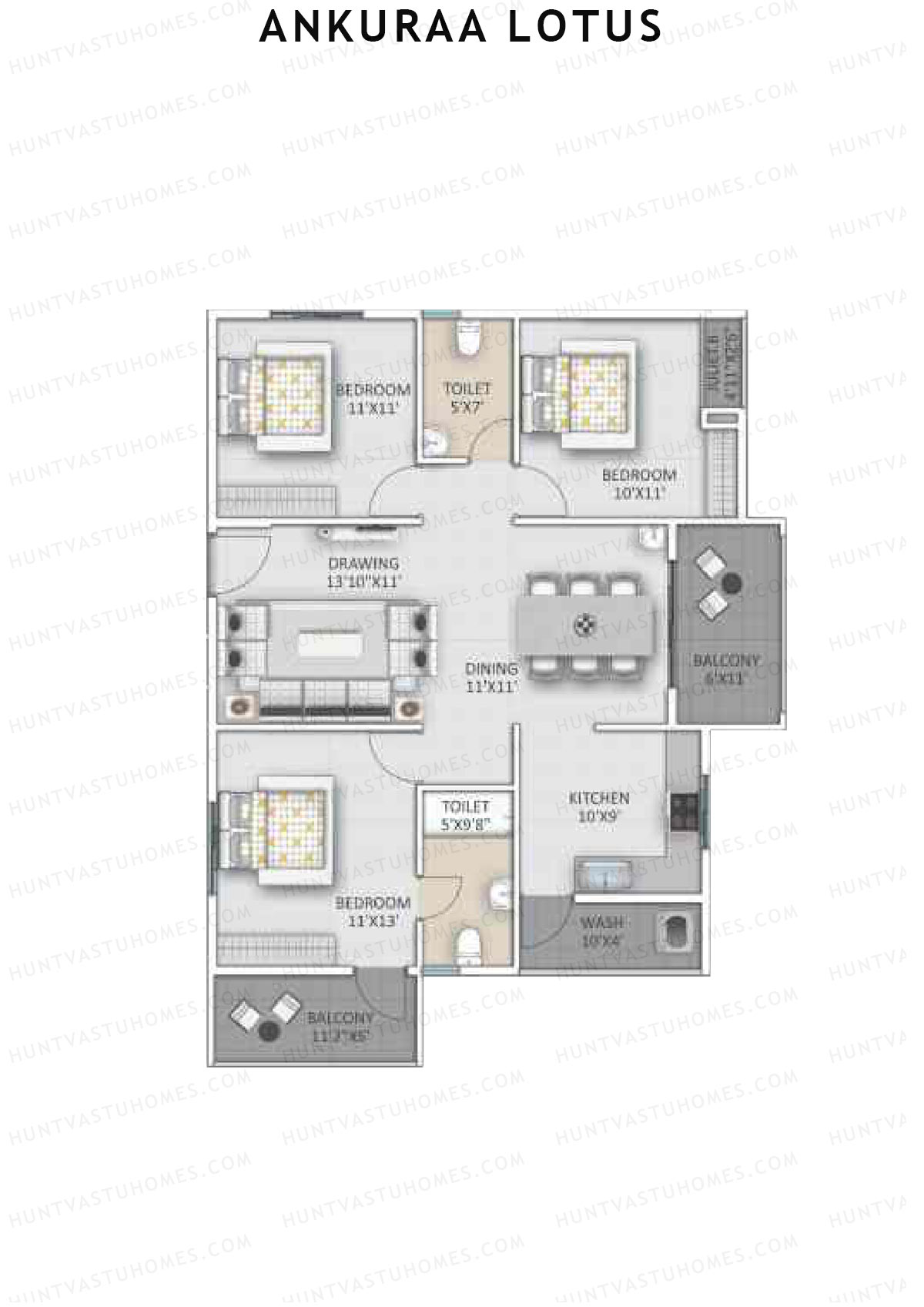 Ankuraa Lotus Tower 1 Unit 2 Floor Plan