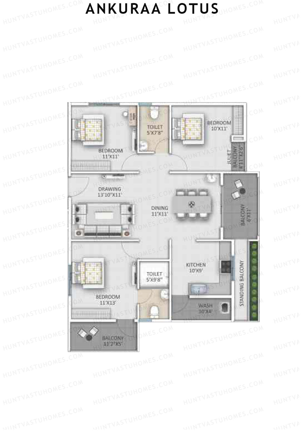 Ankuraa Lotus Tower 1 Unit 2 Floor Plan