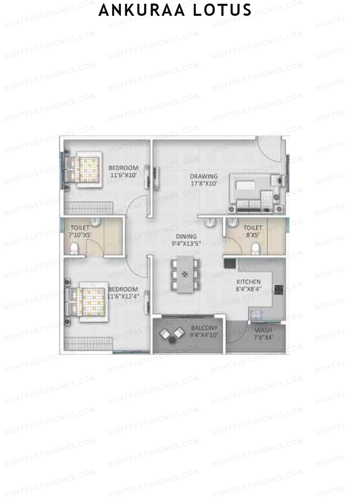 Ankuraa Lotus Tower 1 Unit 4 Floor Plan