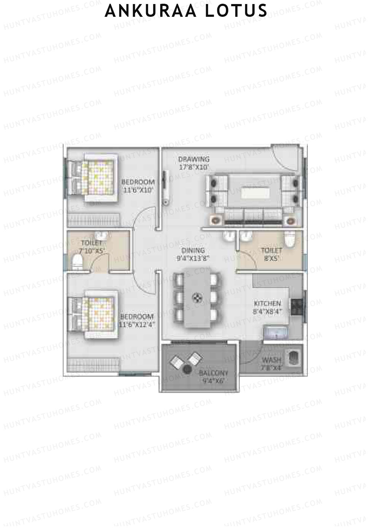 Ankuraa Lotus Tower 1 Unit 4 Floor Plan