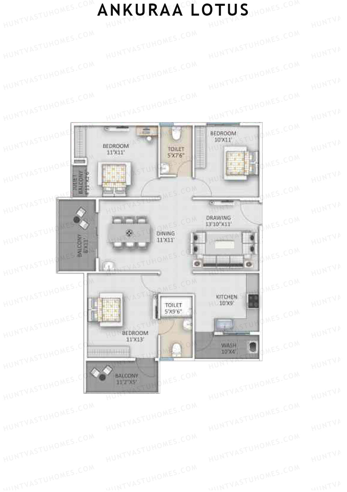 Ankuraa Lotus Tower 1 Unit 5 Floor Plan