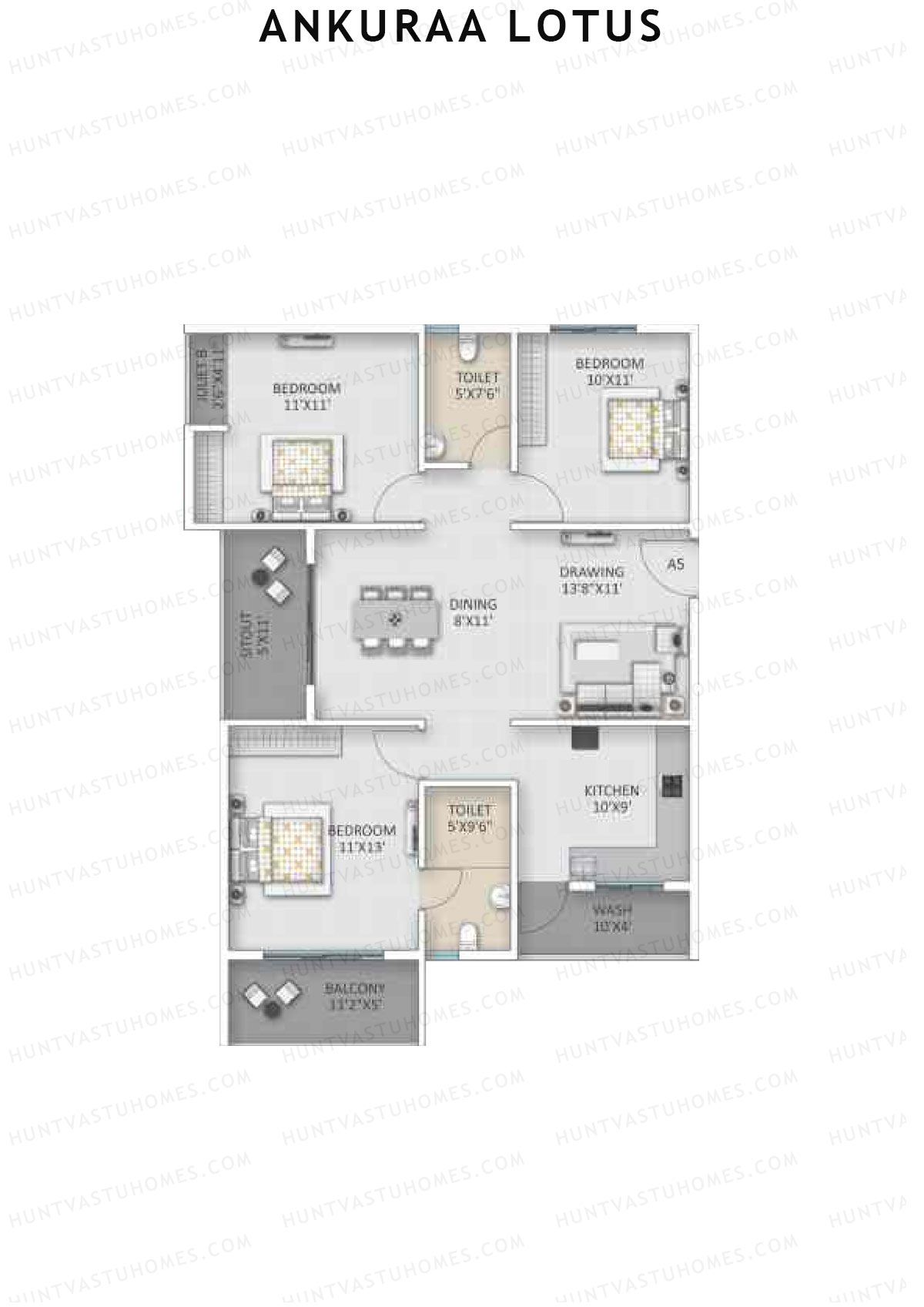 Ankuraa Lotus Tower 1 Unit 5 Floor Plan