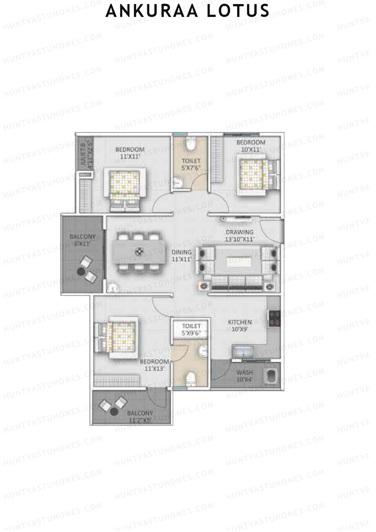 Ankuraa Lotus Tower 1 Unit 5 Floor Plan