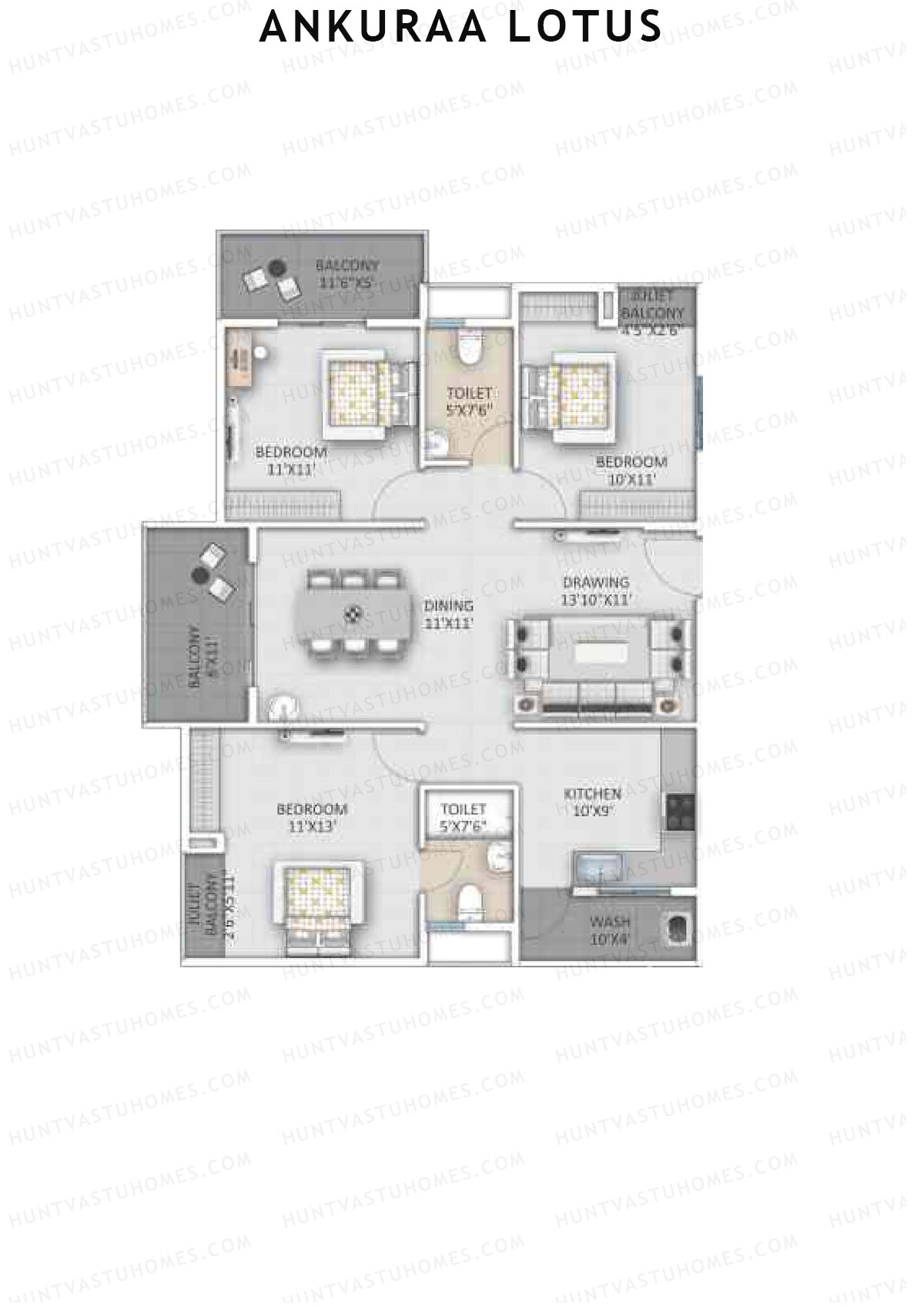 Ankuraa Lotus Tower 1 Unit 6 Floor Plan
