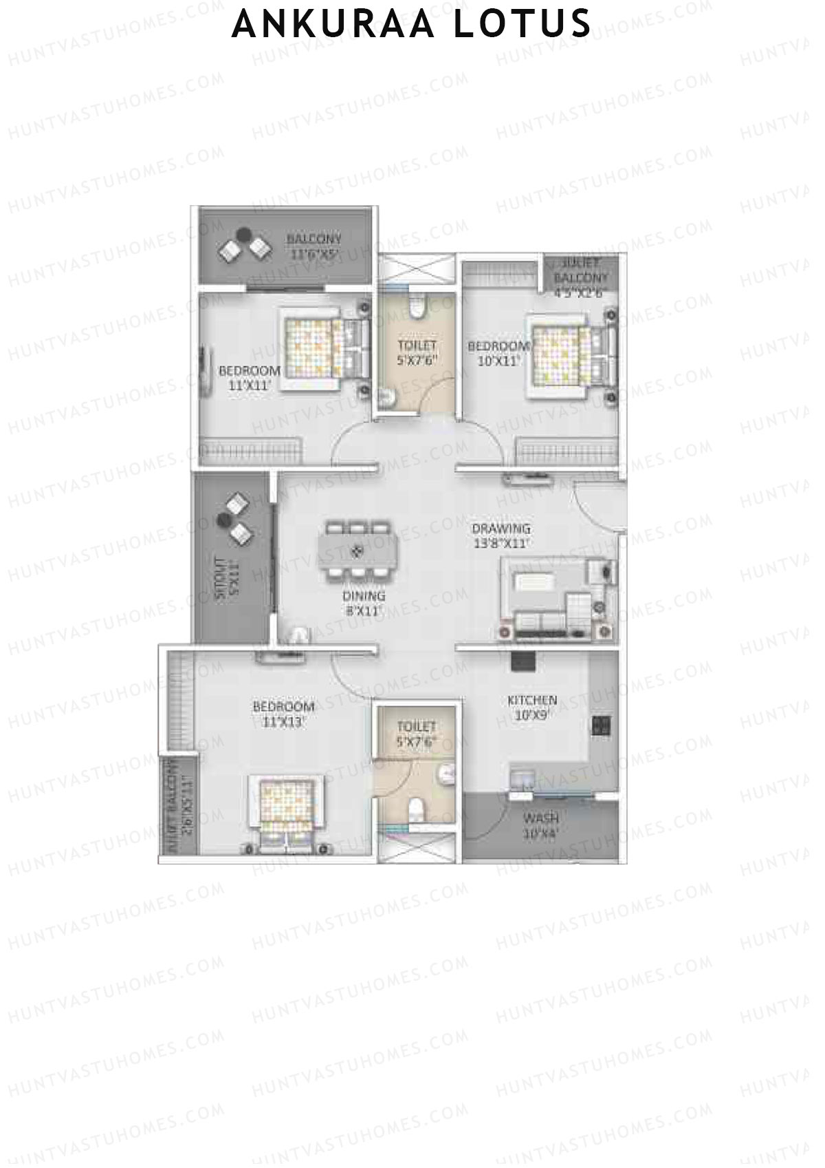 Ankuraa Lotus Tower 1 Unit 6 Floor Plan