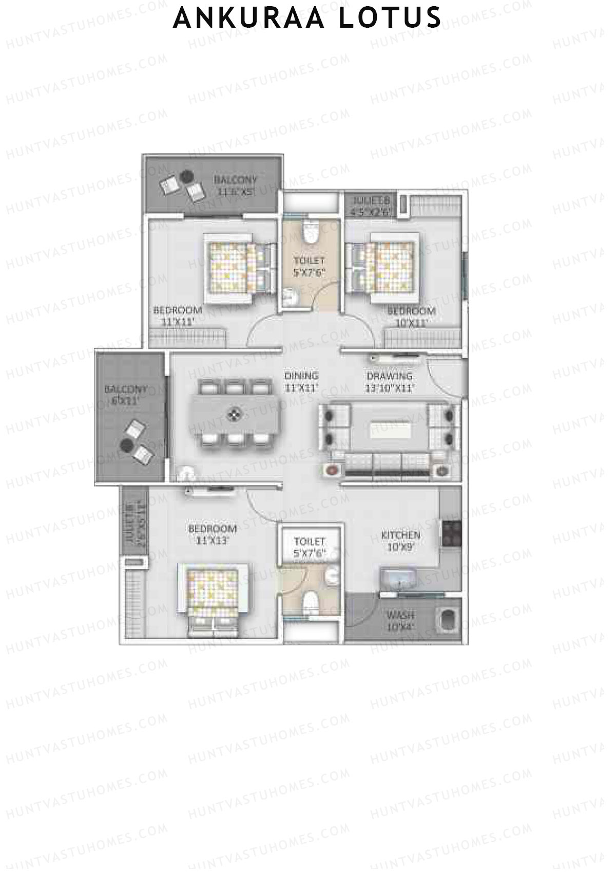 Ankuraa Lotus Tower 1 Unit 6 Floor Plan