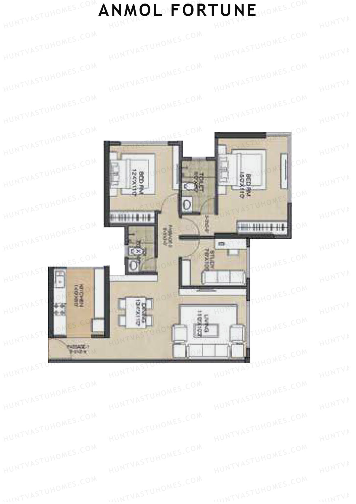 Anmol Fortune Wing E Unit 1 Floor Plan