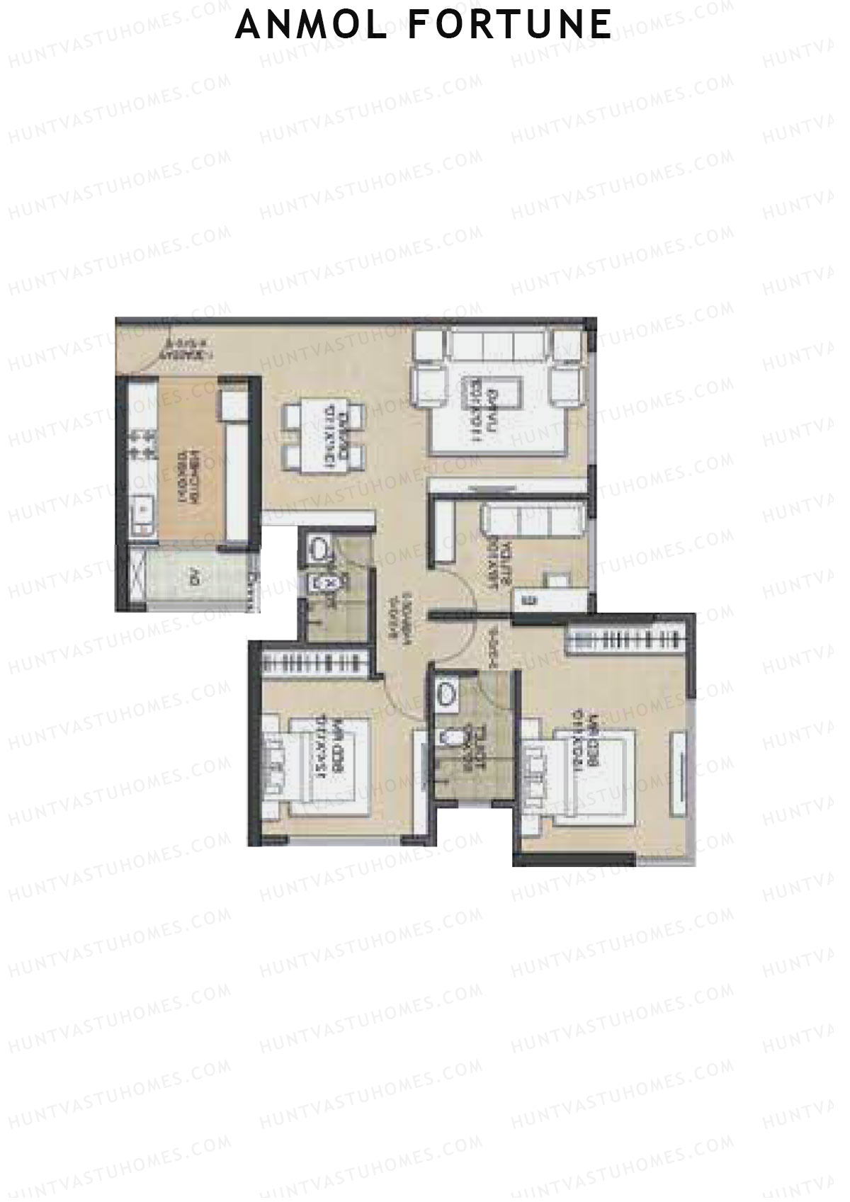 Anmol Fortune Wing E Unit 2 Floor Plan