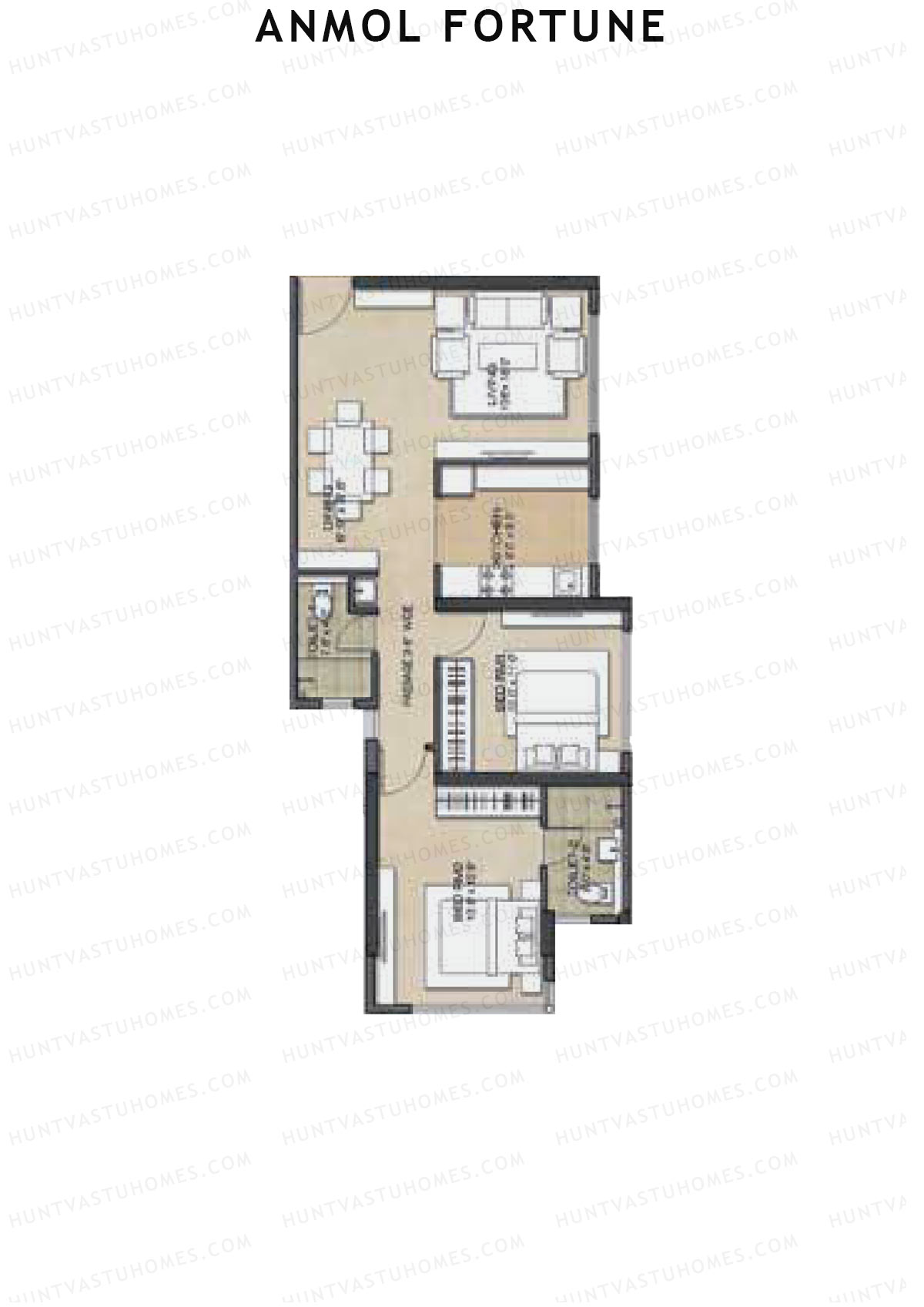 Anmol Fortune Wing E Unit 3 Floor Plan