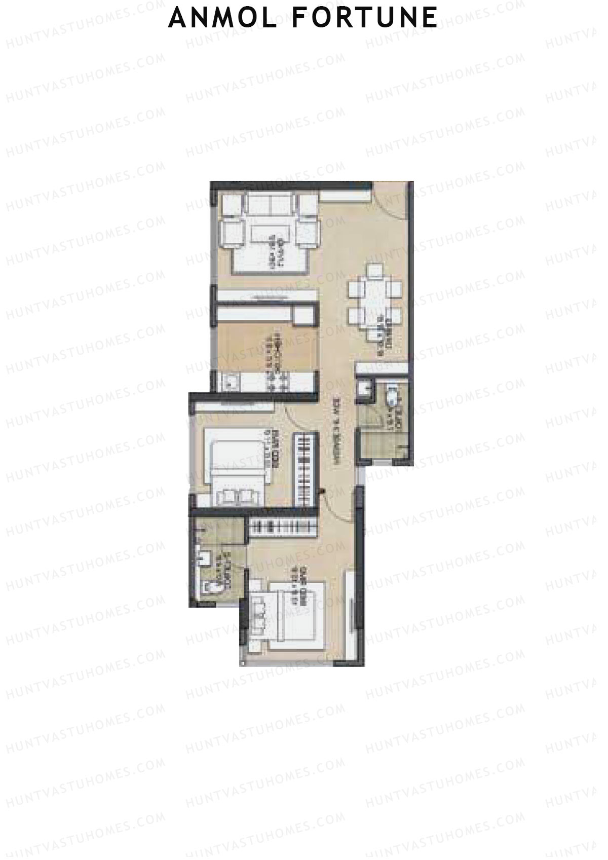 Anmol Fortune Wing E Unit 4 Floor Plan