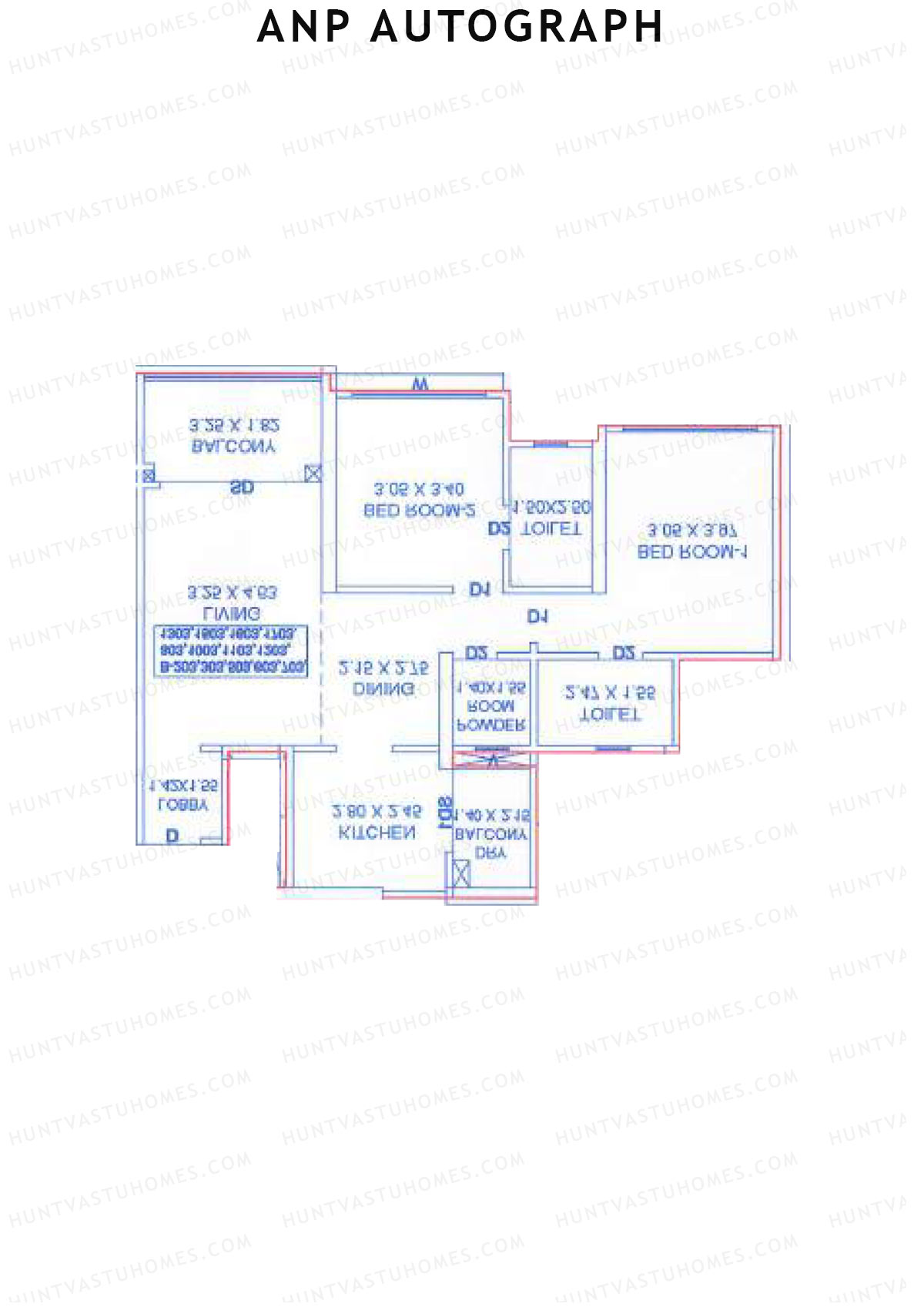 ANP Autograph, Tower B, Unit 2, 2BHK, Carpet Area 750   sq ft 