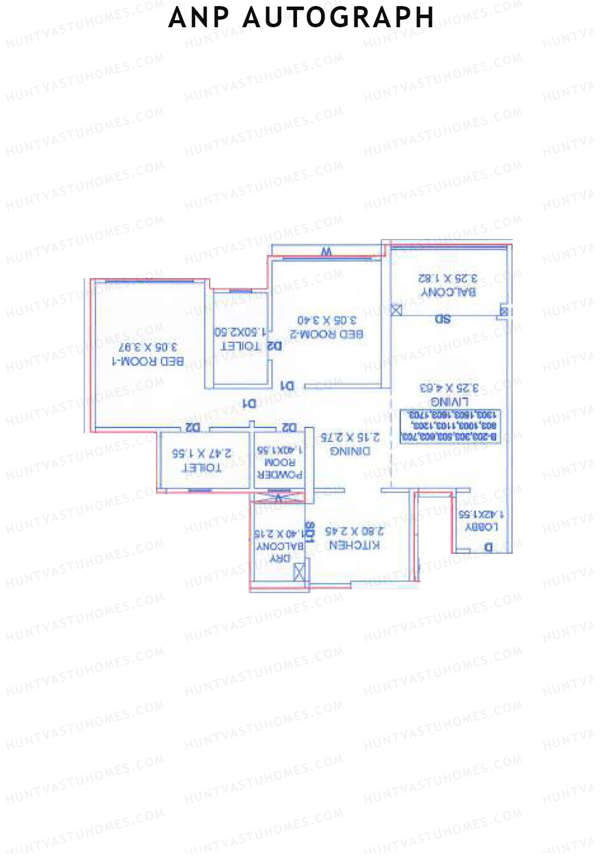 ANP Autograph, Tower C, Unit 2, 2BHK, Carpet Area 750   sq ft 