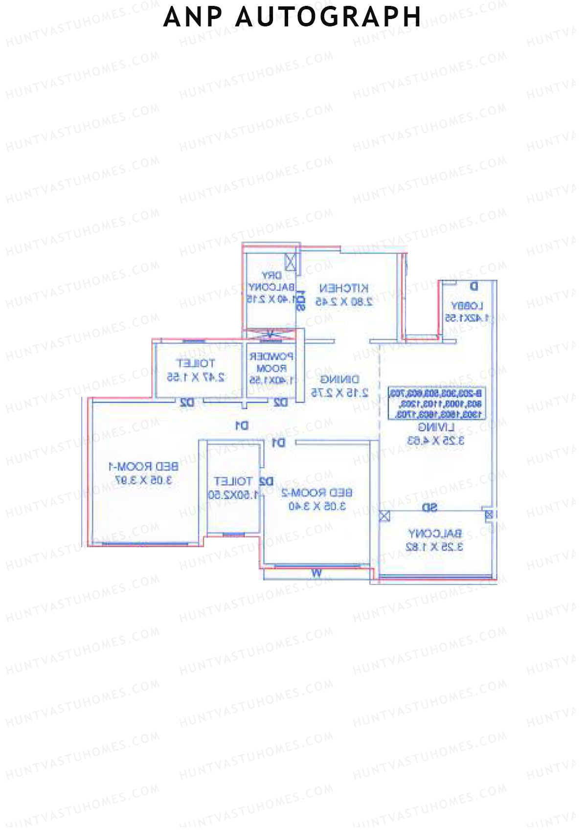 ANP Autograph, Tower C, Unit 3, 2BHK, Carpet Area 750   sq ft 