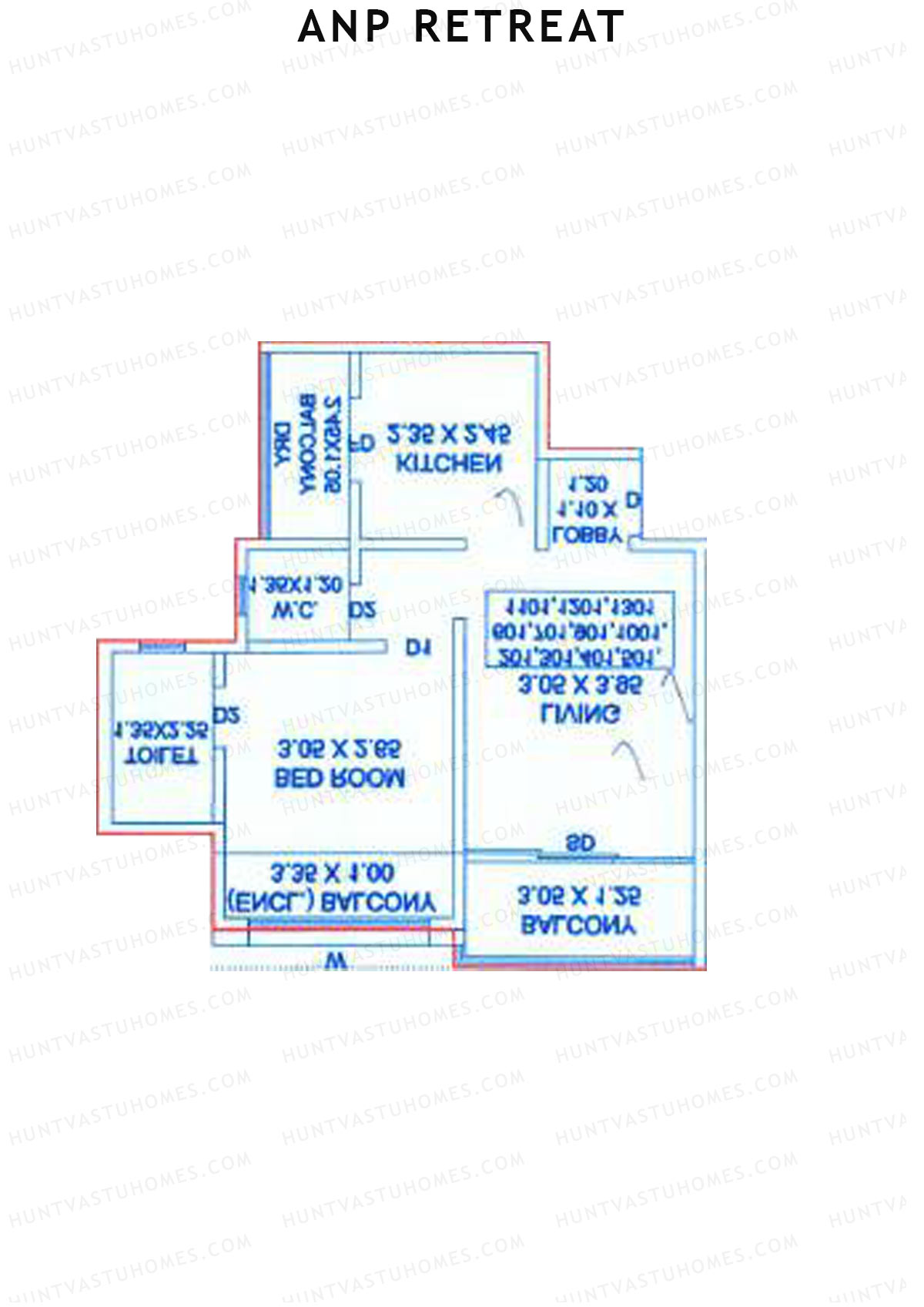 ANP Retreat, Tower B, Unit 7, 1BHK, Carpet Area 492   sq ft 