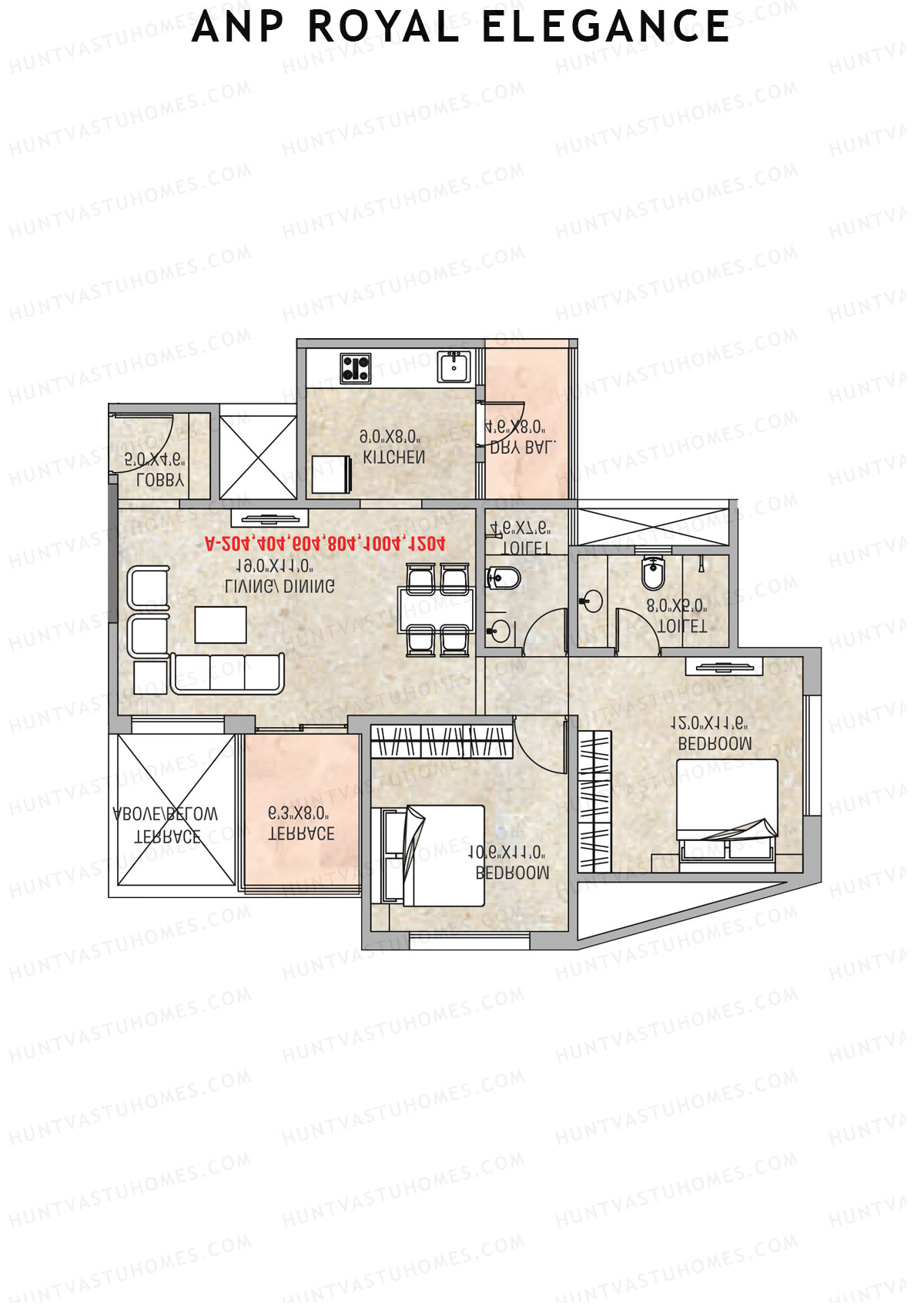 ANP Royal Elegance Wing A Unit 1 (Type 1) Floor Plan