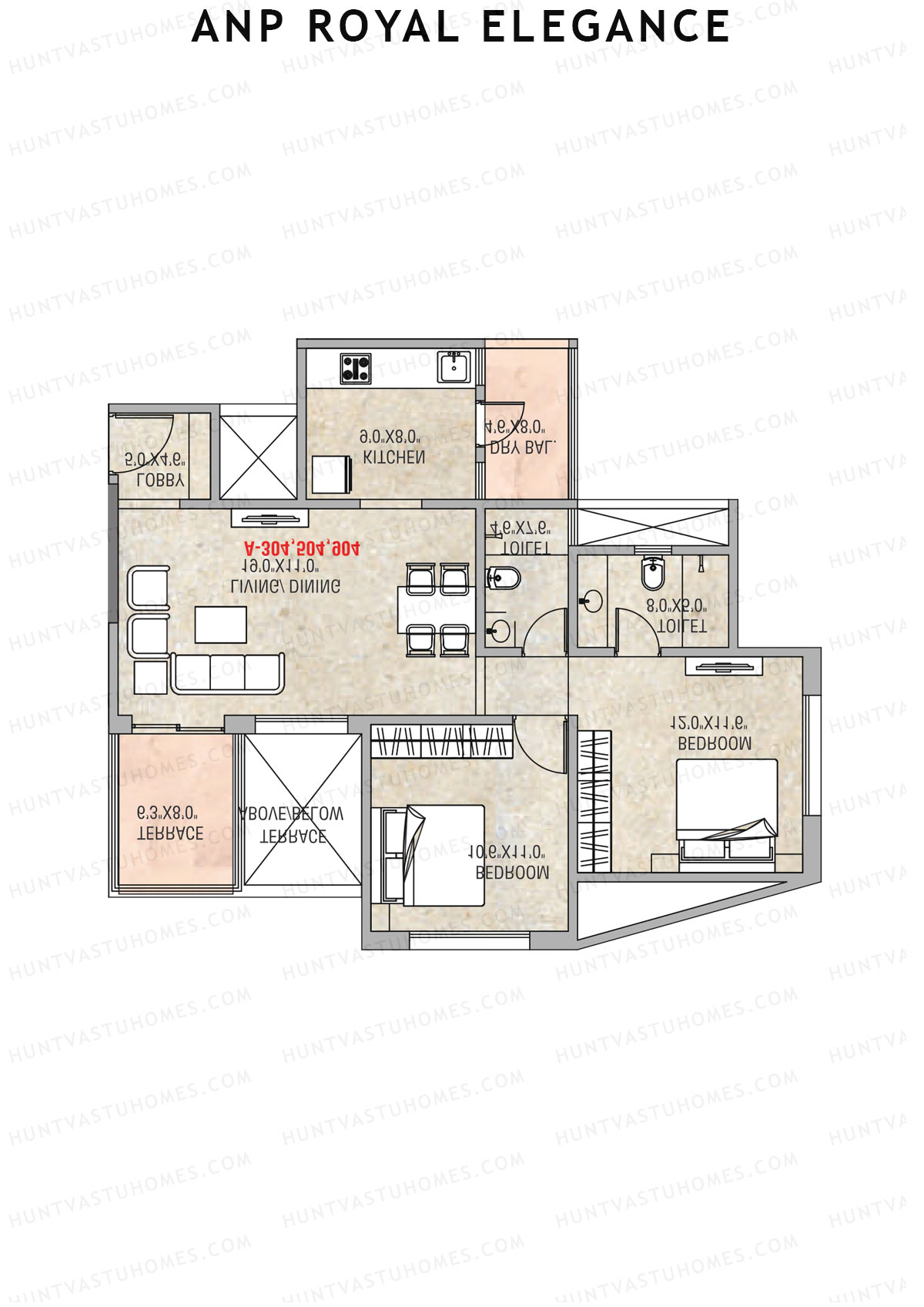 ANP Royal Elegance Wing A Unit 1 (Type 1) Floor Plan