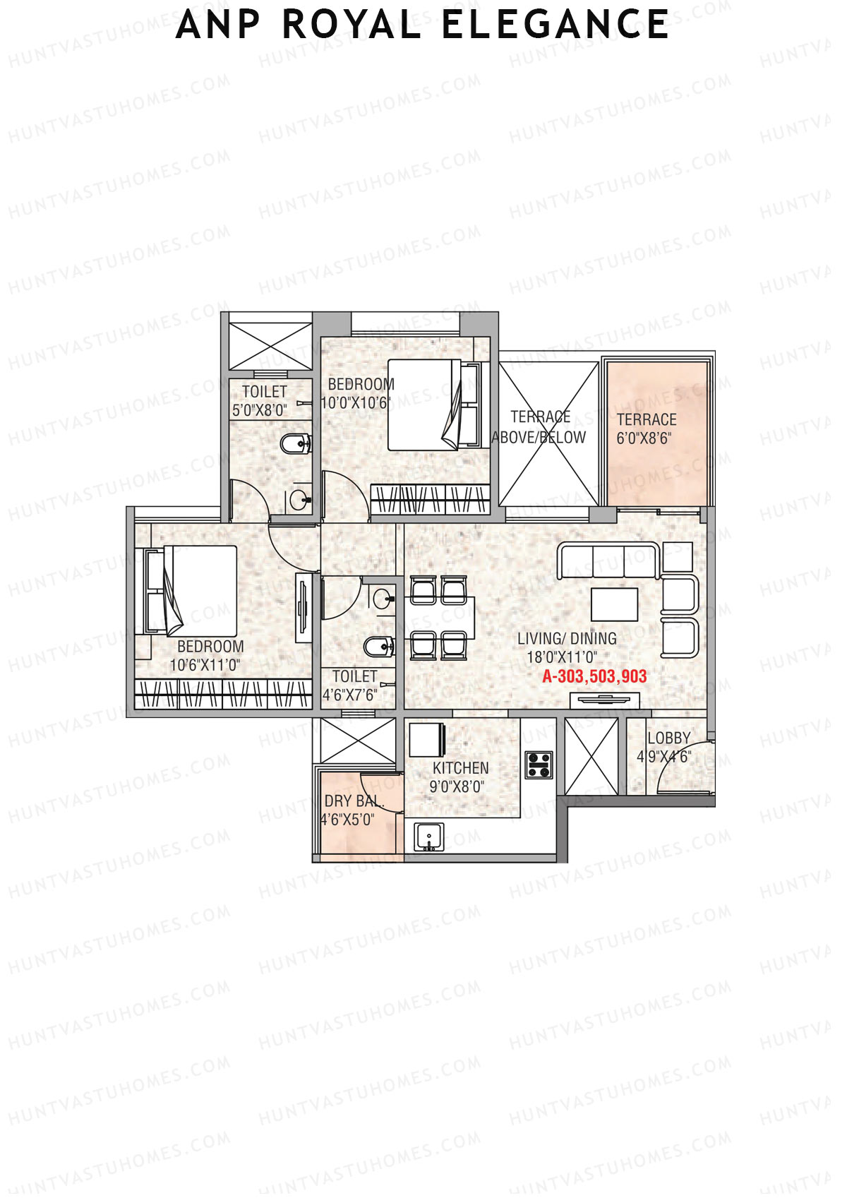 ANP Royal Elegance Wing A Unit 3 (Type 2) Floor Plan