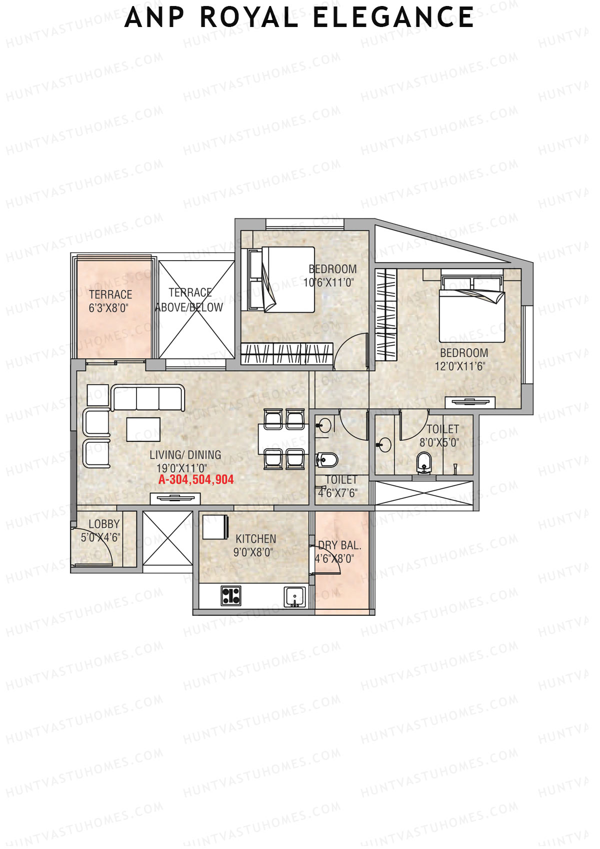 ANP Royal Elegance Wing A Unit 4 (Type 1) Floor Plan