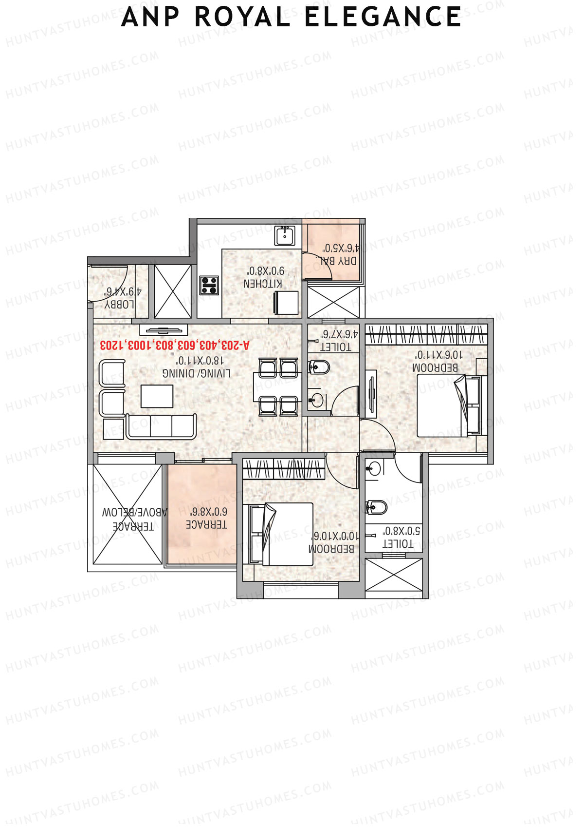 ANP Royal Elegance Wing B Unit 1 (Type 2) Floor Plan