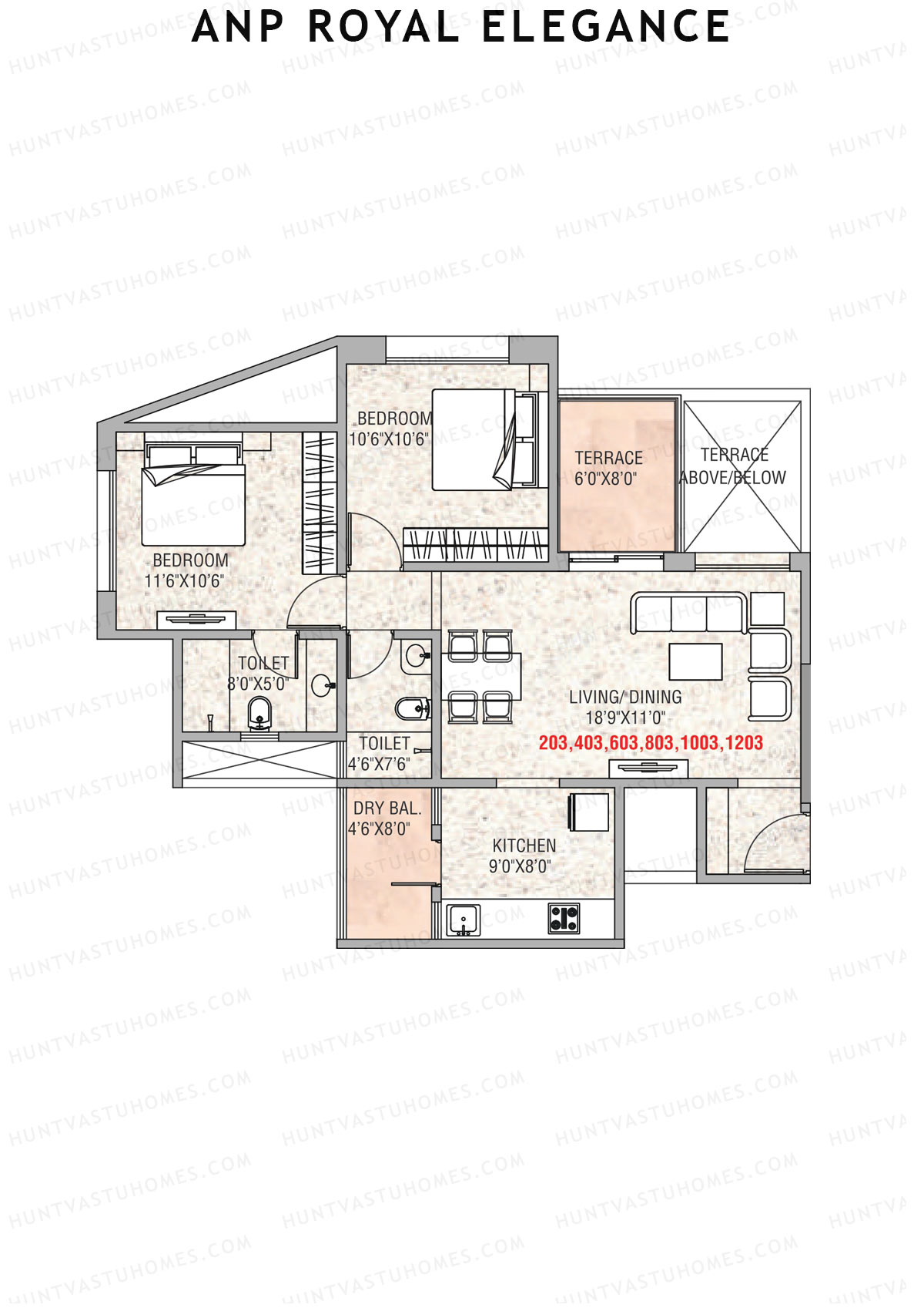 ANP Royal Elegance Wing B Unit 3 (Type 3) Floor Plan