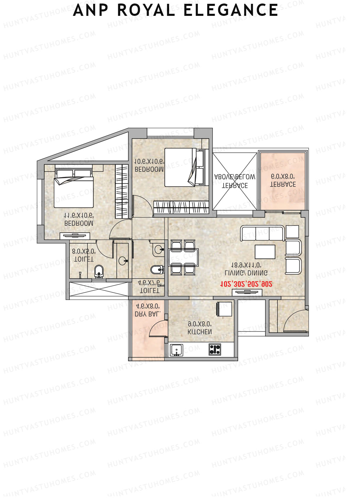 ANP Royal Elegance Wing B Unit 3 (Type 3) Floor Plan