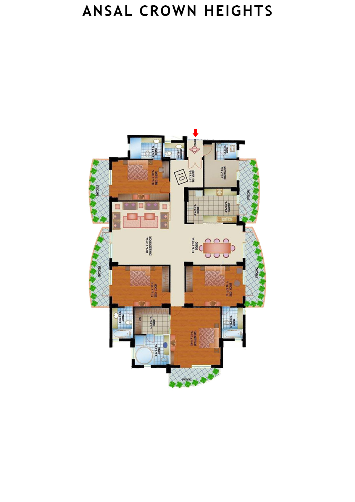 Ansal Crown Heights Tower AC1 Unit 1 Floor Plan