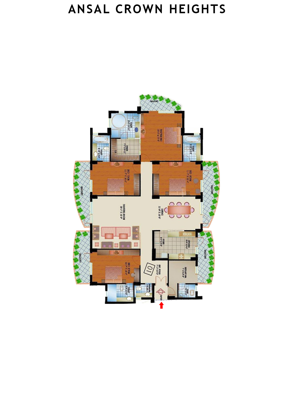 Ansal Crown Heights Tower AC1 Unit 3 Floor Plan