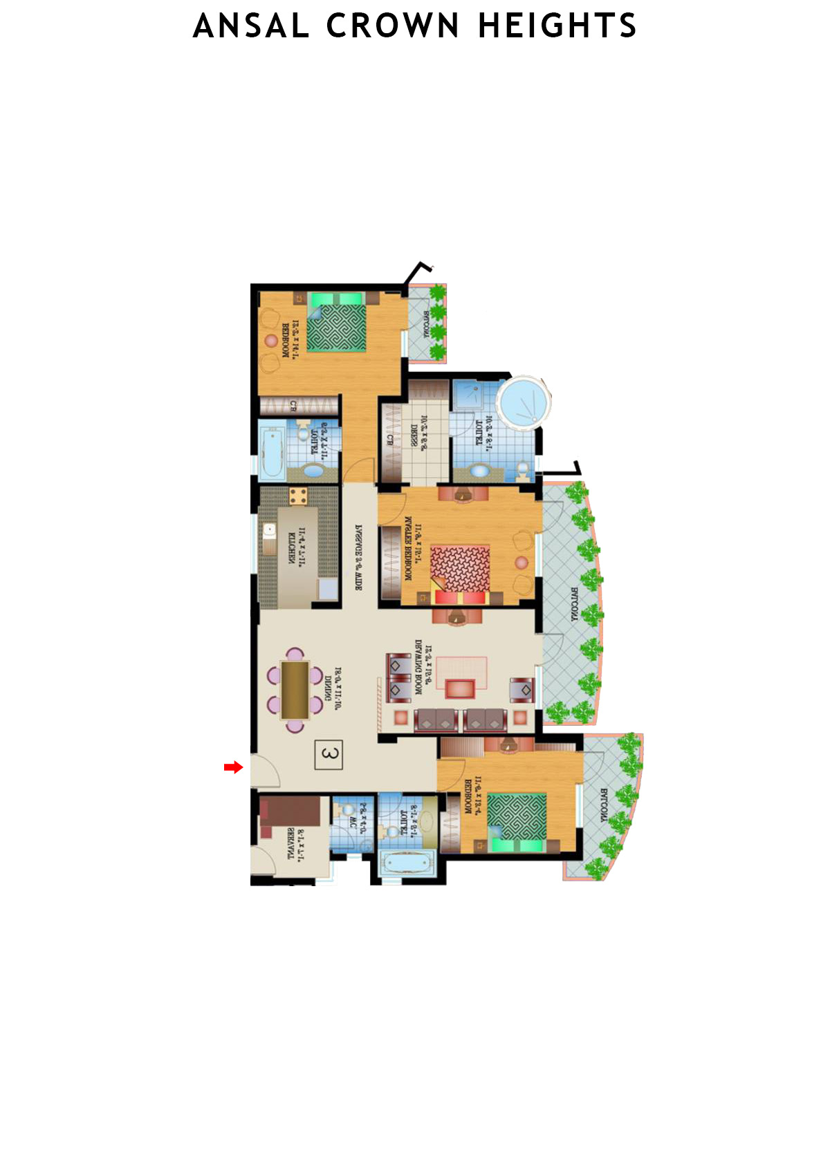 Ansal Crown Heights Tower AC4 Unit 2 Floor Plan