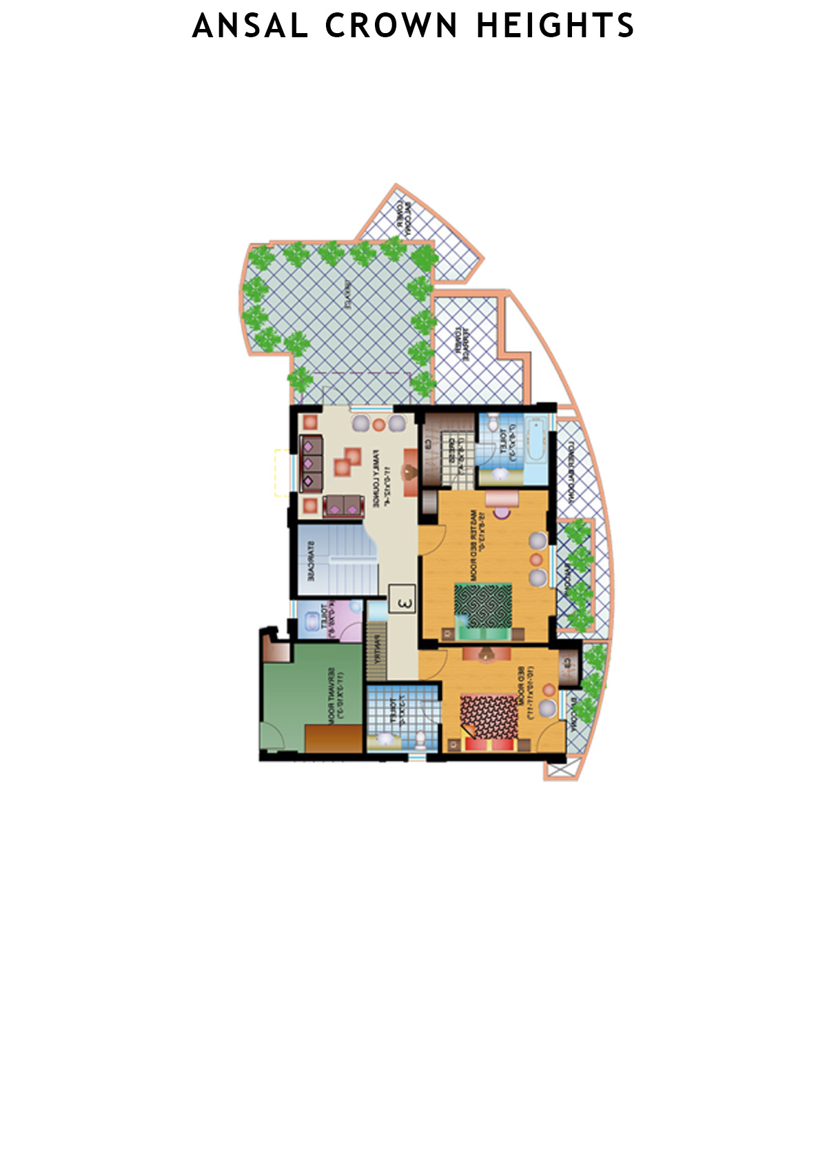 Ansal Crown Heights Tower AC6 Unit 2(Penthouse) Floor Plan