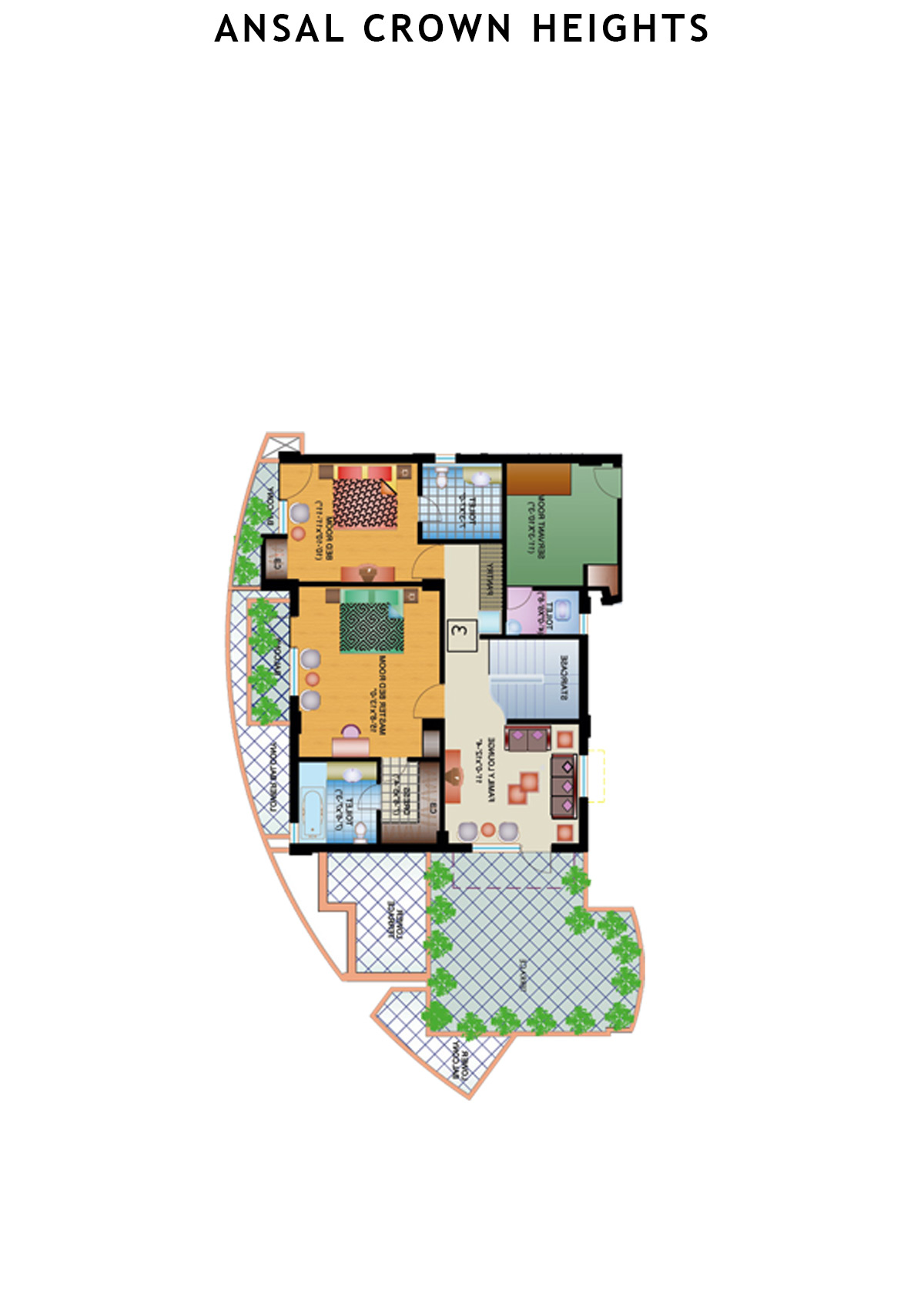 Ansal Crown Heights Tower AC6 Unit 4(Penthouse) Floor Plan