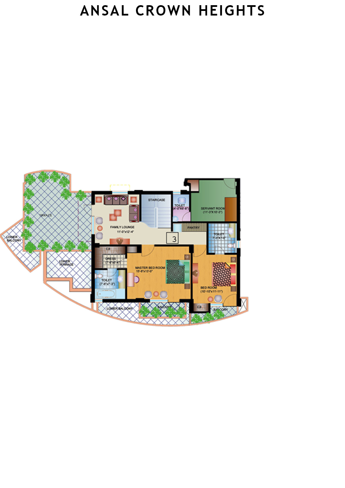 Ansal Crown Heights Tower AC7 Unit 1(Penthouse) Floor Plan