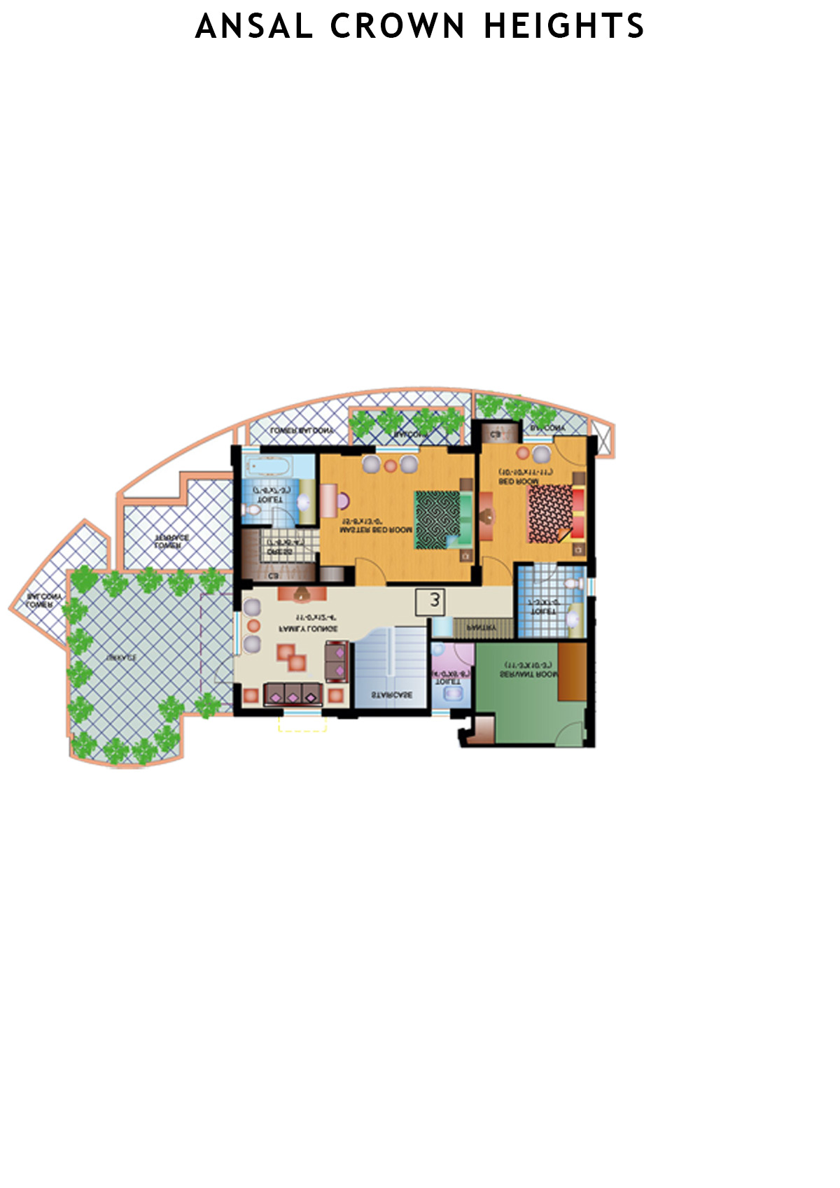 Ansal Crown Heights Tower AC7 Unit 2(Penthouse) Floor Plan
