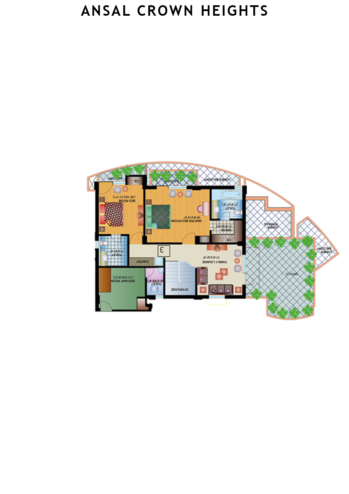 Ansal Crown Heights Tower AC7 Unit 3(Penthouse) Floor Plan