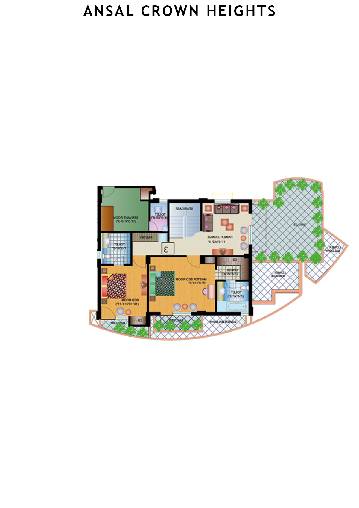 Ansal Crown Heights Tower AC7 Unit 4(Penthouse) Floor Plan