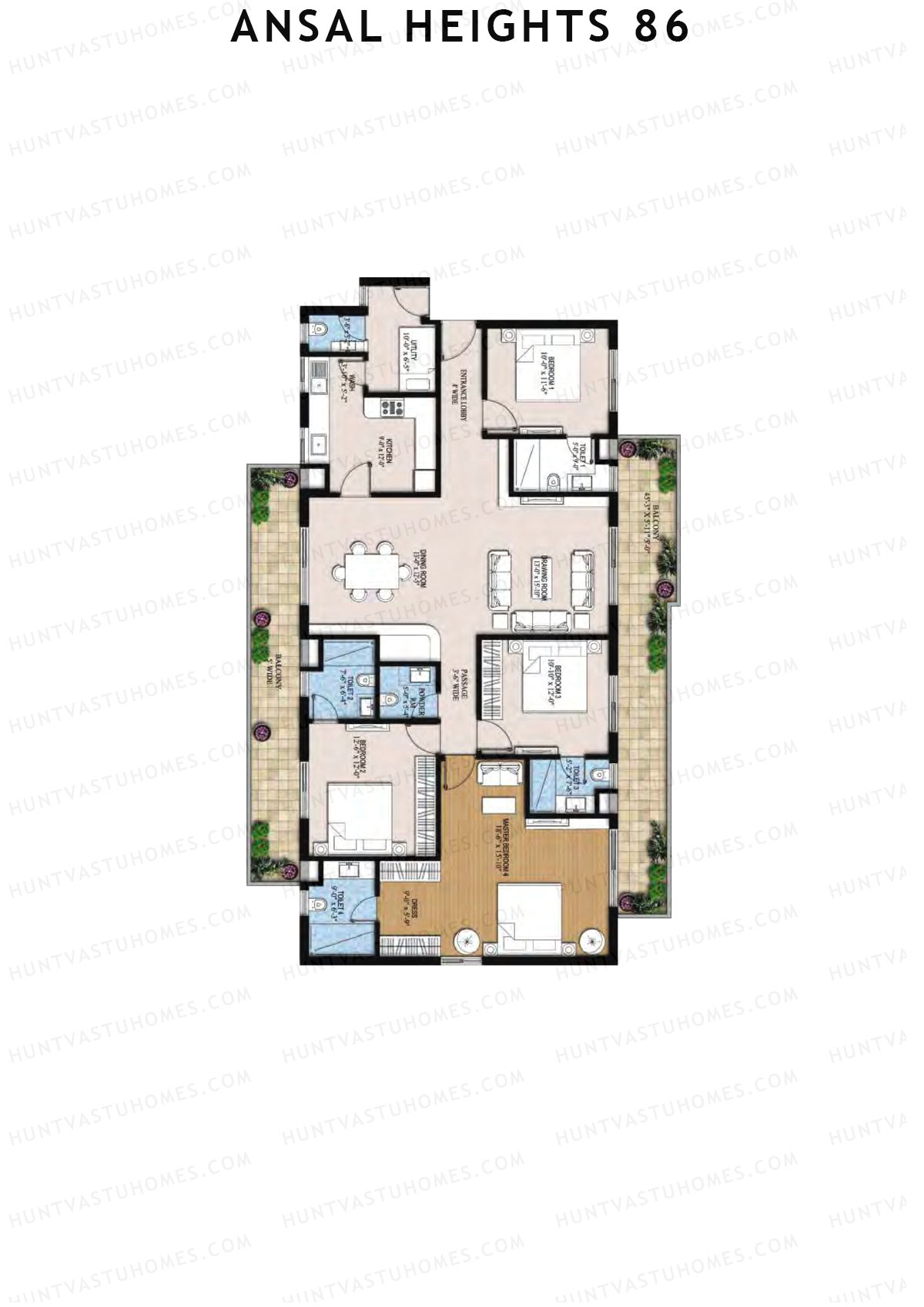 Ansal Heights 86 Tower A Unit 3  Floor Plan