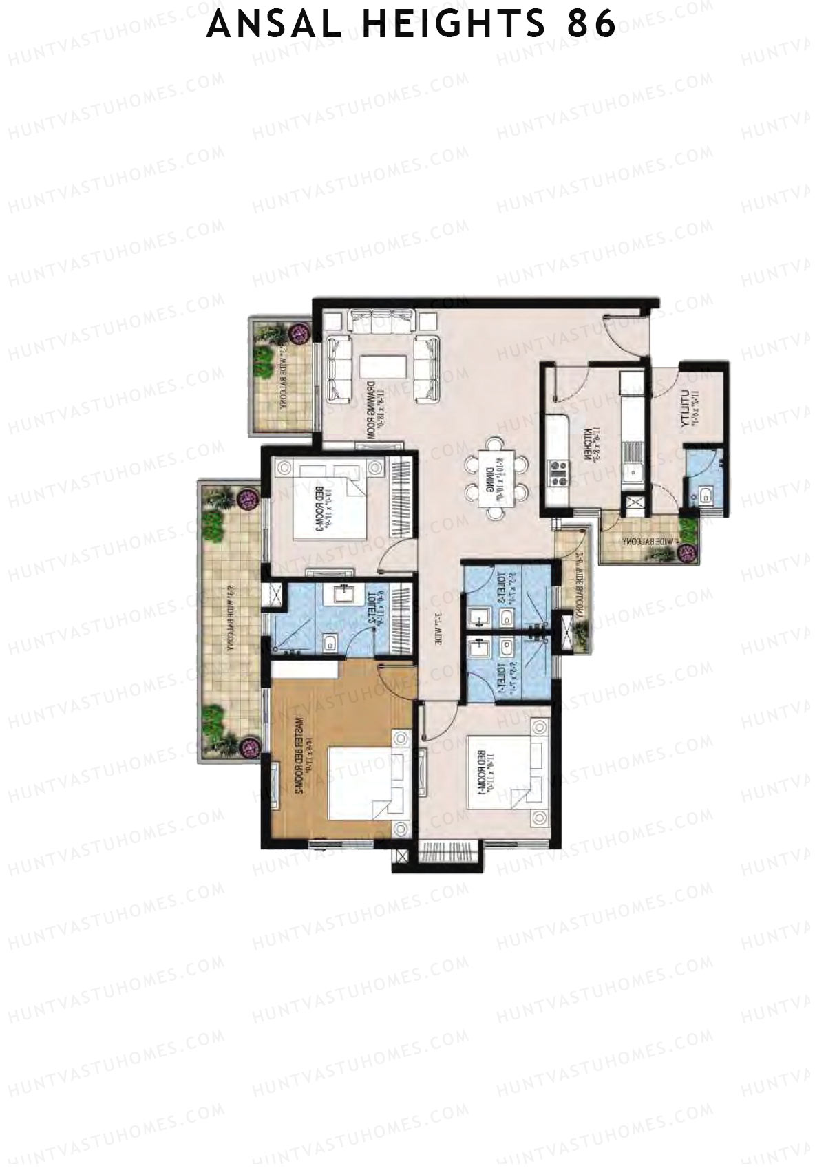 Ansal Heights 86 Tower B Unit 1  Floor Plan