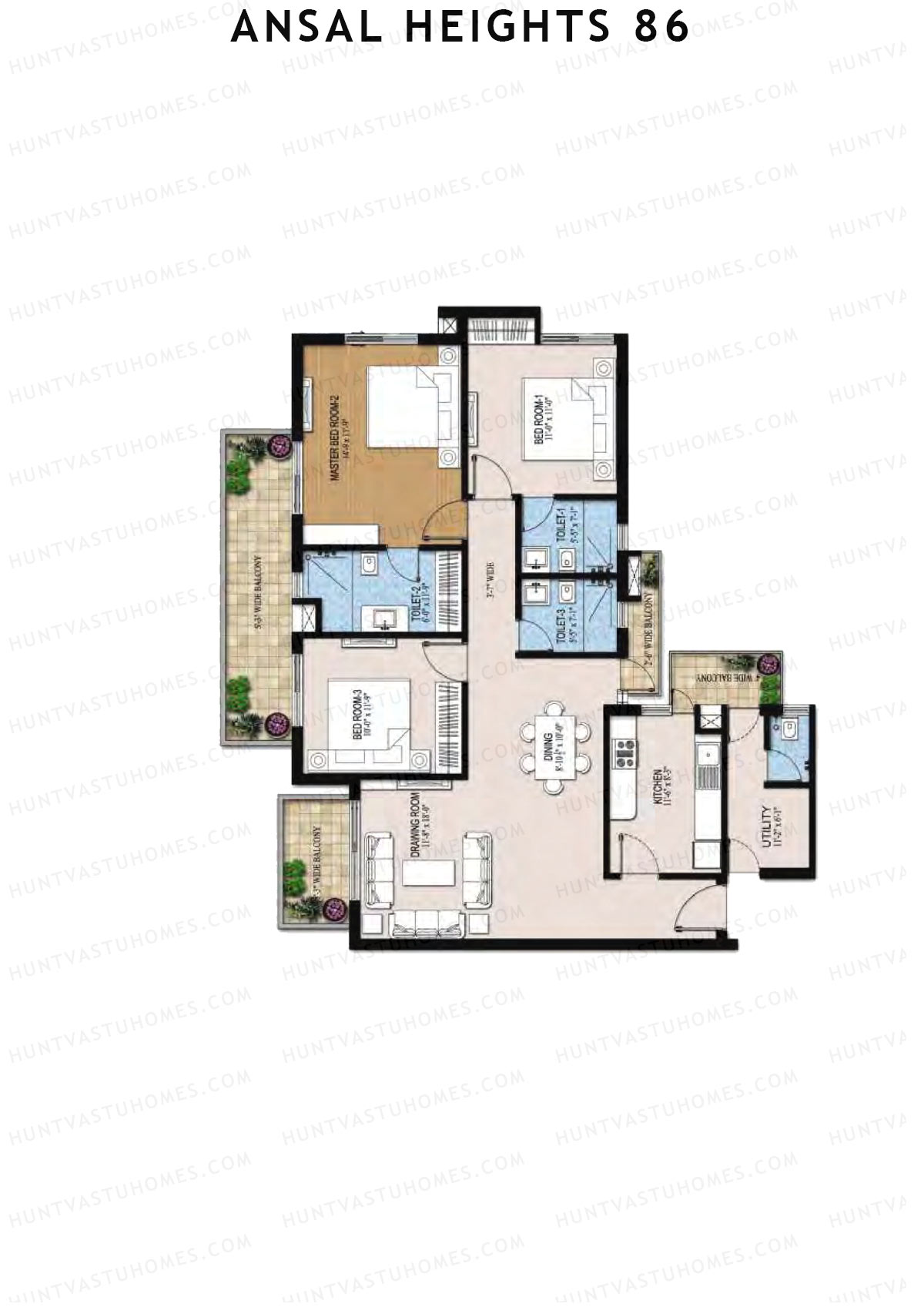Ansal Heights 86 Tower B Unit 2  Floor Plan
