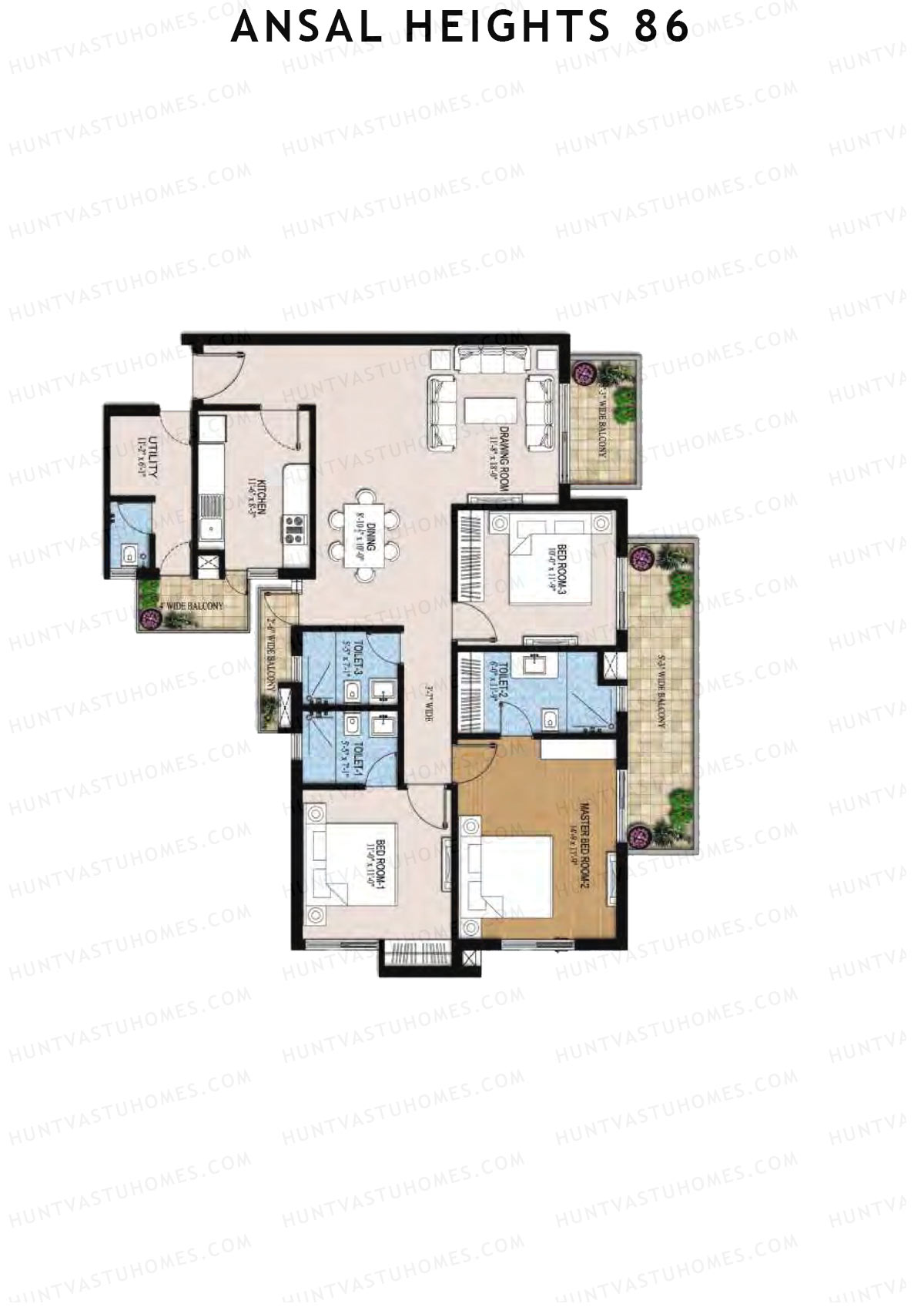 Ansal Heights 86 Tower B Unit 4  Floor Plan