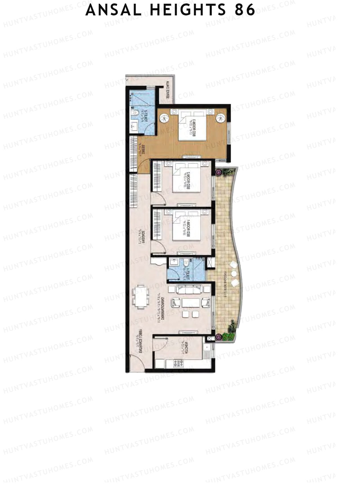 Ansal Heights 86 Tower E Unit 6  Floor Plan
