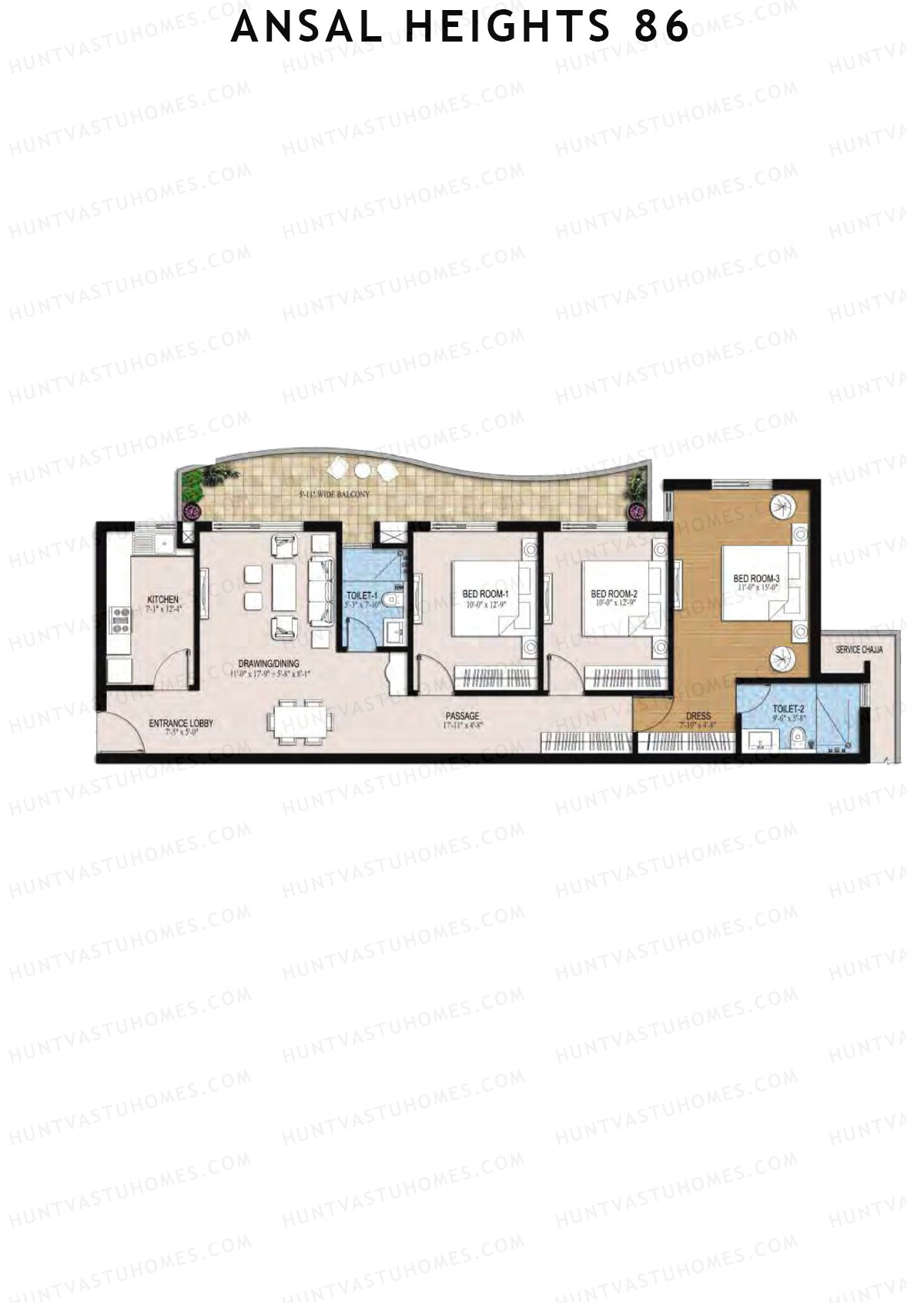 Ansal Heights 86 Tower F Unit 1  Floor Plan