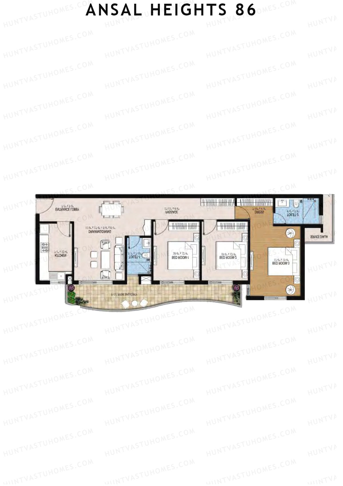 Ansal Heights 86 Tower F Unit 2  Floor Plan