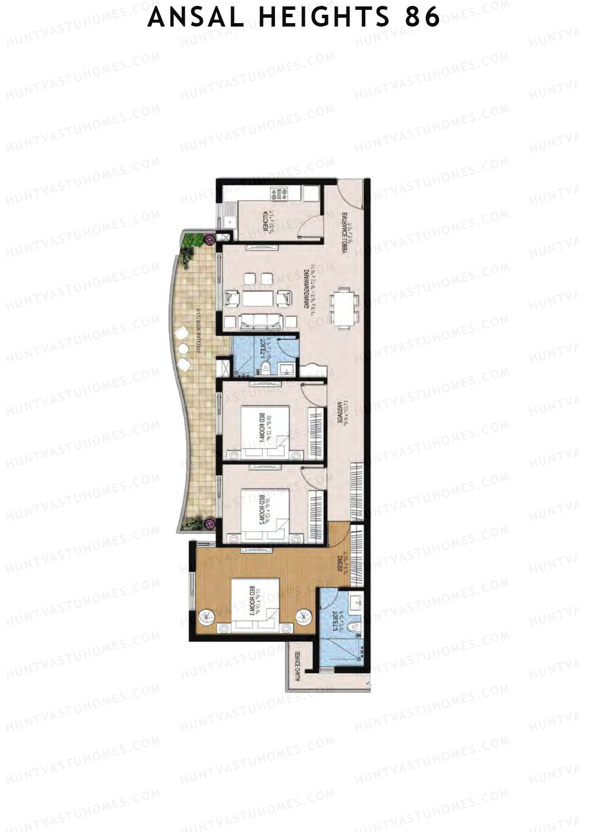 Ansal Heights 86 Tower F Unit 4  Floor Plan