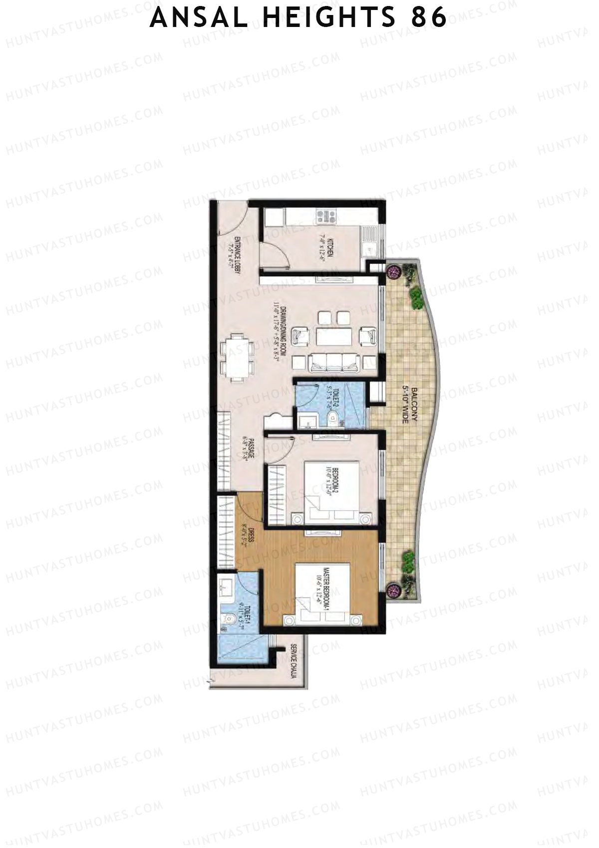 Ansal Heights 86 Tower G Unit 3  Floor Plan