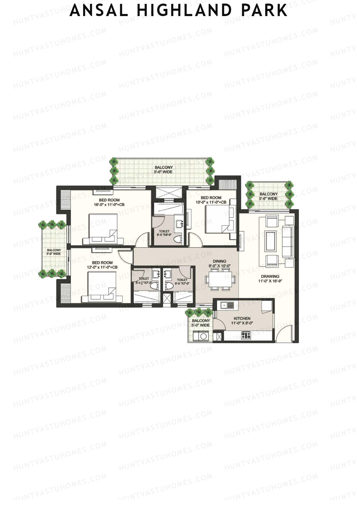 Ansal Highland Park Inverness Unit 1 Floor Plan