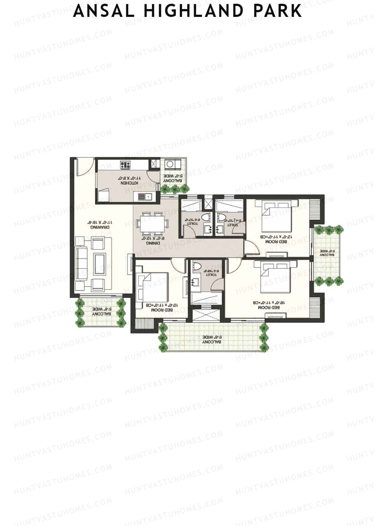 Ansal Highland Park Inverness Unit 3 Floor Plan