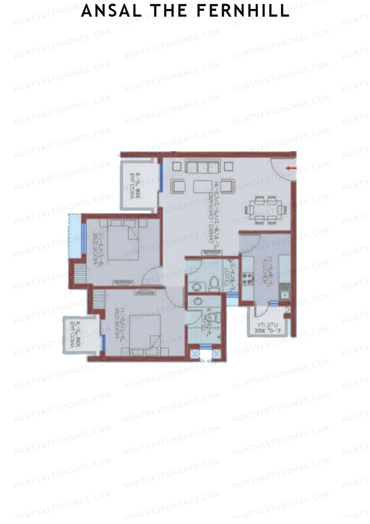 Ansal The Fernhill Tower E Unit 3 Floor Plan
