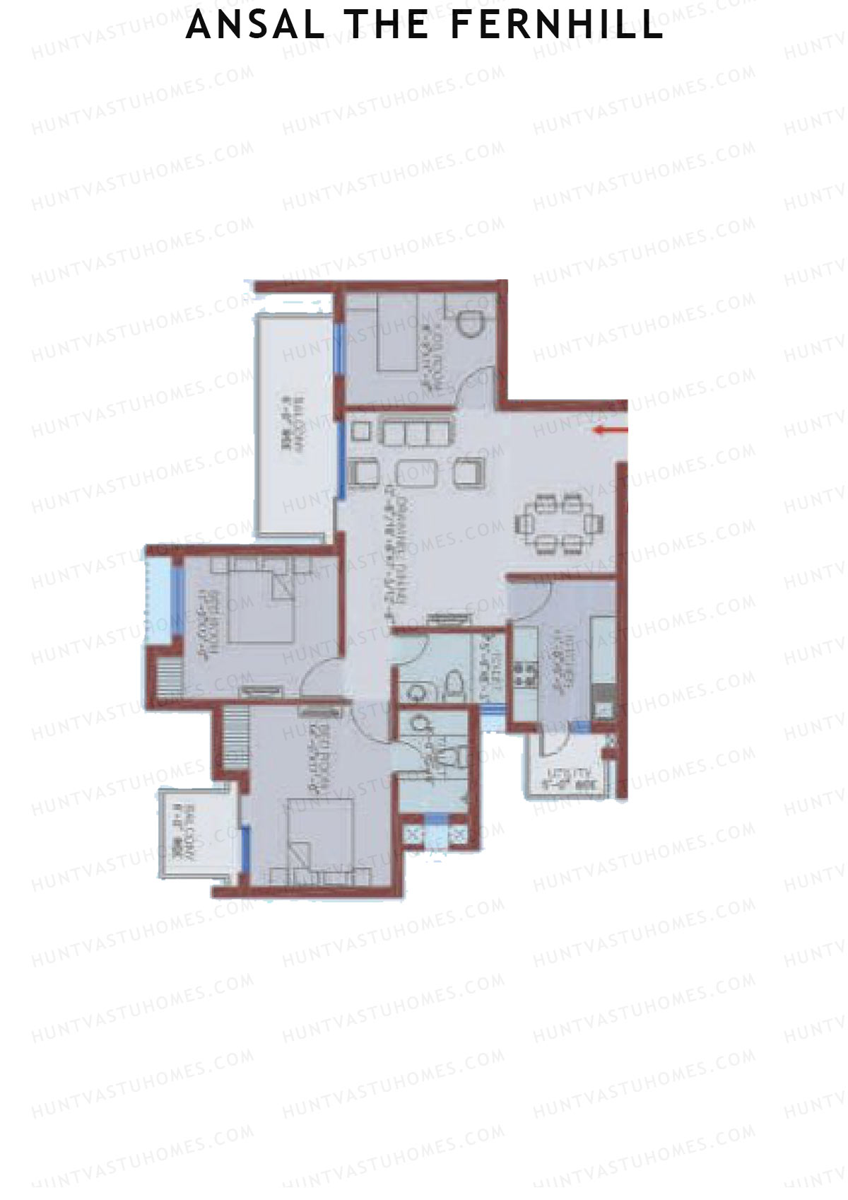 Ansal The Fernhill Tower H Unit 3 Floor Plan